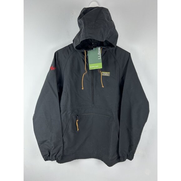 L.L. Bean Other - LL Bean Mountain Classic Anorak Jacket Mens S Black Hooded Coat WB Mason Logo